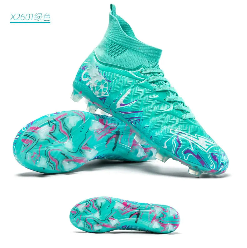 ro Performance HighCut Soccer Boots FG TF Studs Breathable Lightweight Cleats for Outdoor Grass and Turf Training Matches