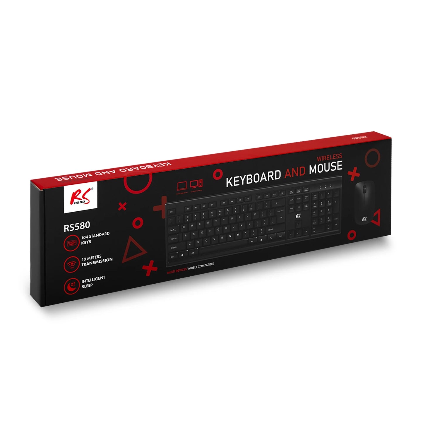 Kit de teclado y ratón inalámbricos QWERTY NanoRS RS580