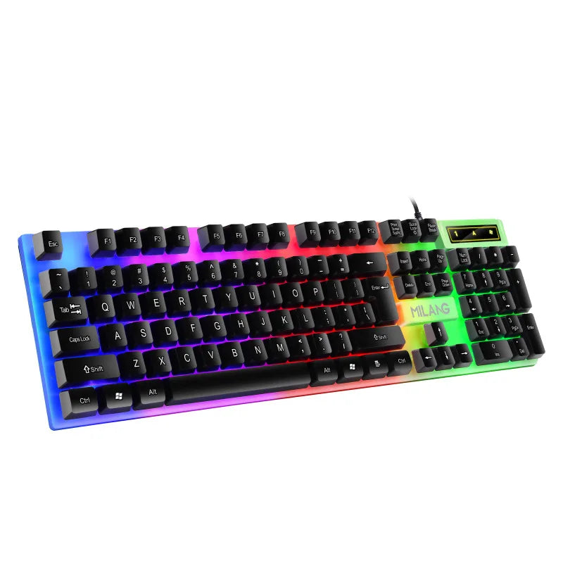 Teclado gaming RGB USB con cable de 104 teclas, cable de 1.3M, teclado de membrana con sensación mecánica para PC, portátil, Windows e IOS