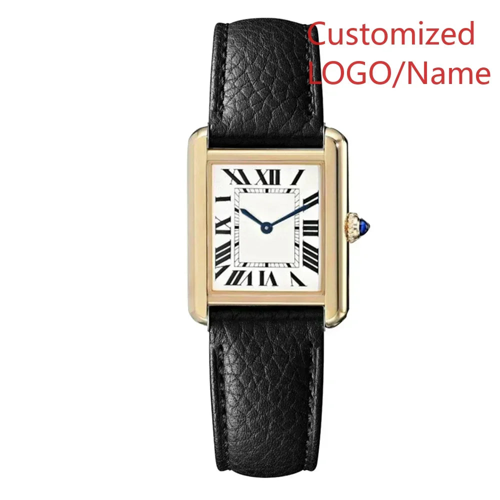 A11 Store Customized Watch Mens Womens Quartz Movement Watches for Tanks Relogio Masculino Black Leather Female Ladies