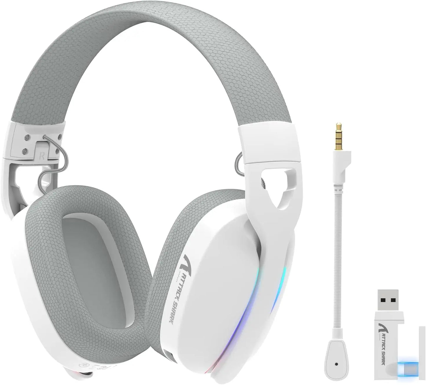 Auriculares gaming inalámbricos MAMBASNAKE x ATTACK SHARK L90 RGB – Tri-Mode Bluetooth 2.4G inalámbricos y con cable, auriculares gaming plegables con micrófono desmontable