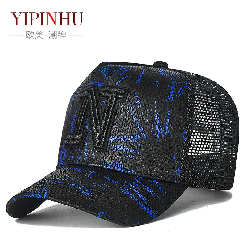 High top hat, mesh men's baseball cap, summer sun protection, breathable outdoor truck cap, men's