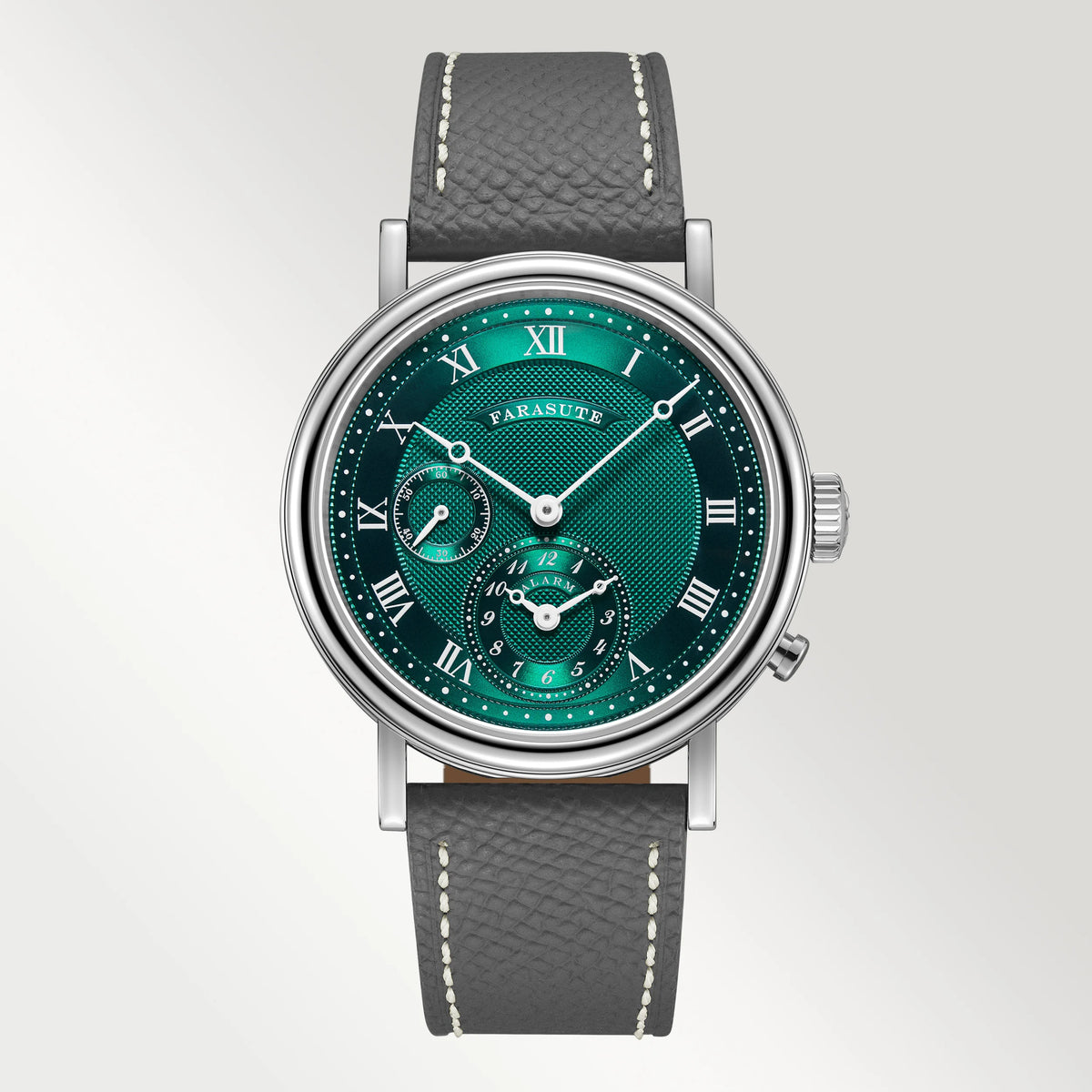 FARASUTE Retro Luxury Alarm Clock Quartz Watch Men Waterproof Night Light Wristwatch Casual Sapphire Stainless Steel Male Watch
