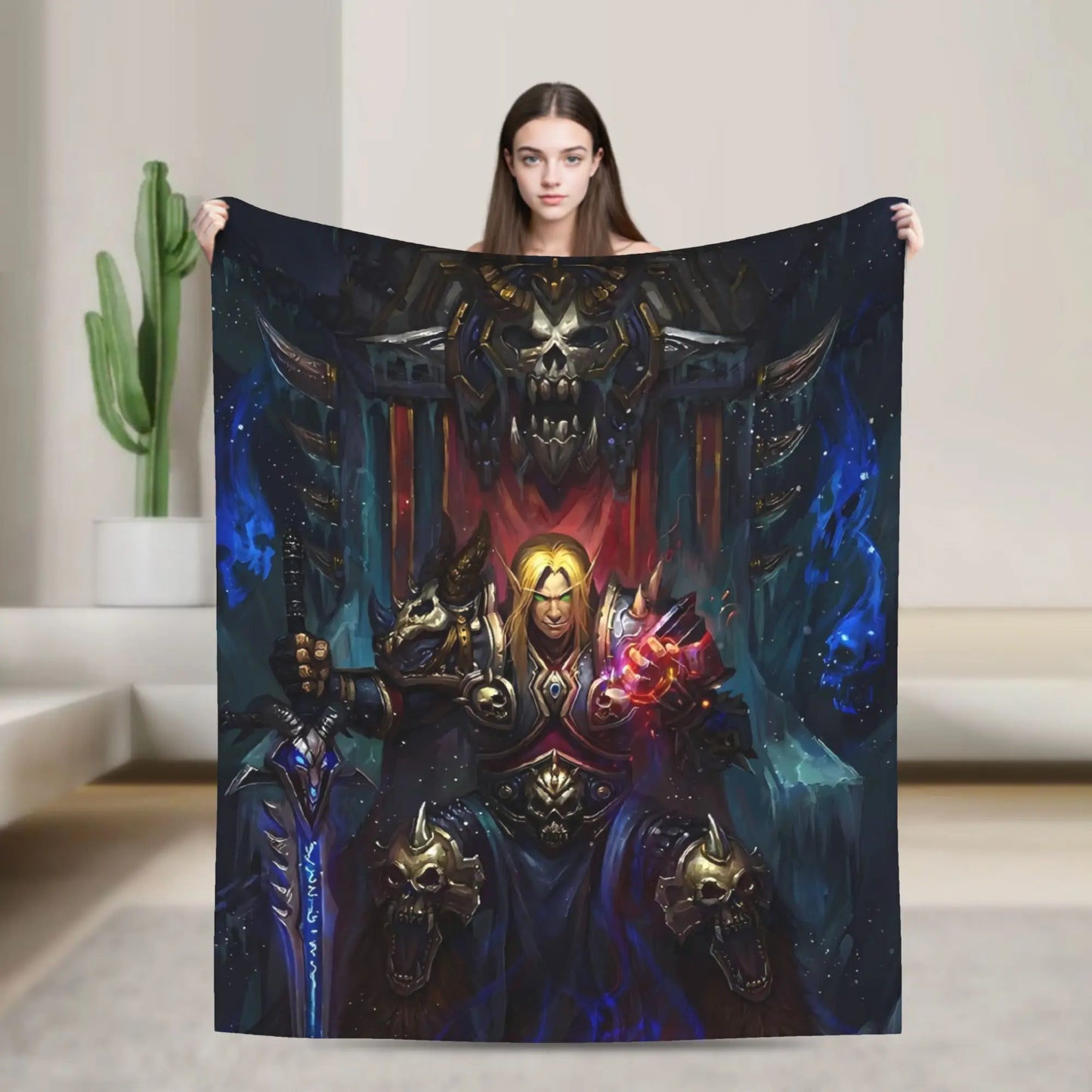 WOW World of Warcraft Arthas Retro Game Flannel Blanket Super Warm Throw Blanket for Bedroom Camping Bedspread Sofa Bed Cover