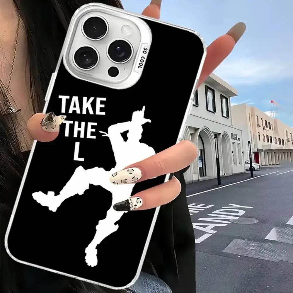 Funda de móvil F-Fortnites para iPhone 17 16 15 14 13 12 11 Pro Max Plus, cubierta color plata