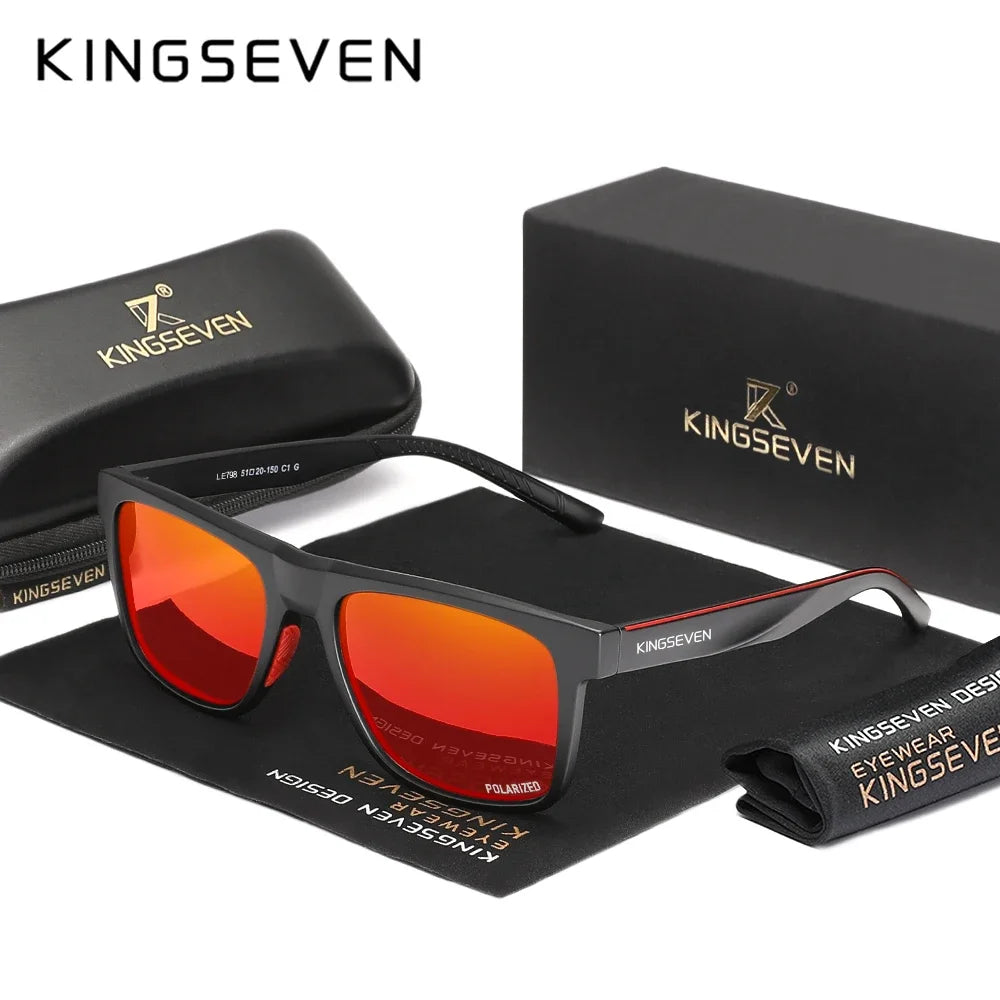 KINGSEVEN Brand Trendy Rectangle Frame Sunglasses Vintage Polarized Women Men Glasses Causal Driving Eyewear UV400