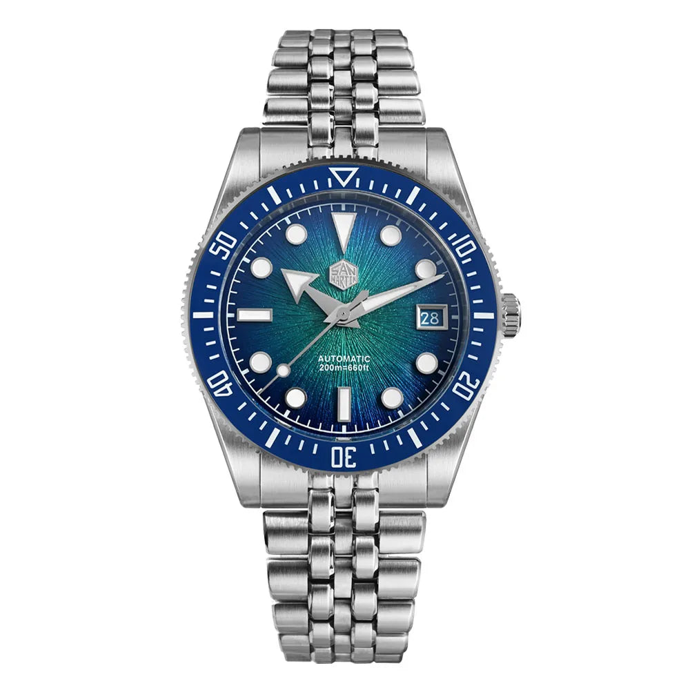 Relógio de mergulho masculino San Martin 37.5mm 40mm Miyota 9015 com mostrador esmaltado, relógio de pulso mecânico automático de luxo, resistente à água 200m SN0148