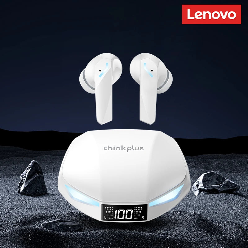 Lenovo XT53 Wireless Bluetooth 5.4 Gaming Earbuds – LED Display, Waterproof Noise Isolating Earphones with Low Latency & Microphone
