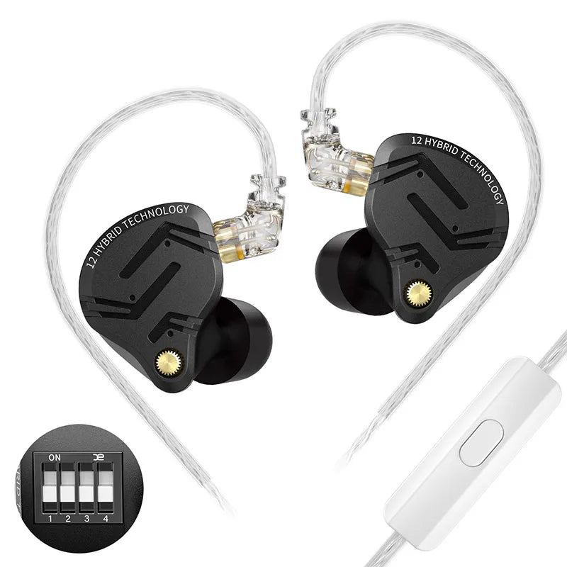 Auricolari IEM KZ ZS12 PRO X con tecnologia ibrida dinamica e armatura bilanciata, upgrade HiFi bassi, cuffie in-ear con cavo tuning