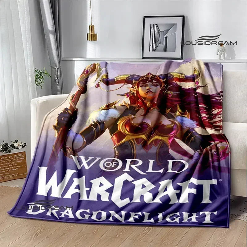 Печатно одеяло Game World of Warcraft, пикник одеяло, топло фланелено одеяло, домашно спално бельо, одеяла за легла, подарък за рожден ден