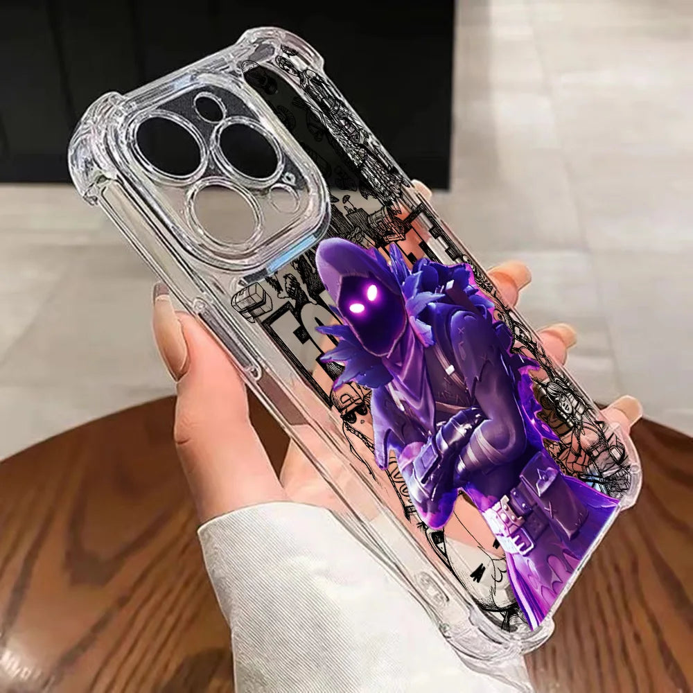 Game Fortnite Phone Case For iPhone 17 16e 16 15 14 13 12 11 Mini Air Pro Max X XR XSMax 7 8 Plus Anti Fall Transparent Cover