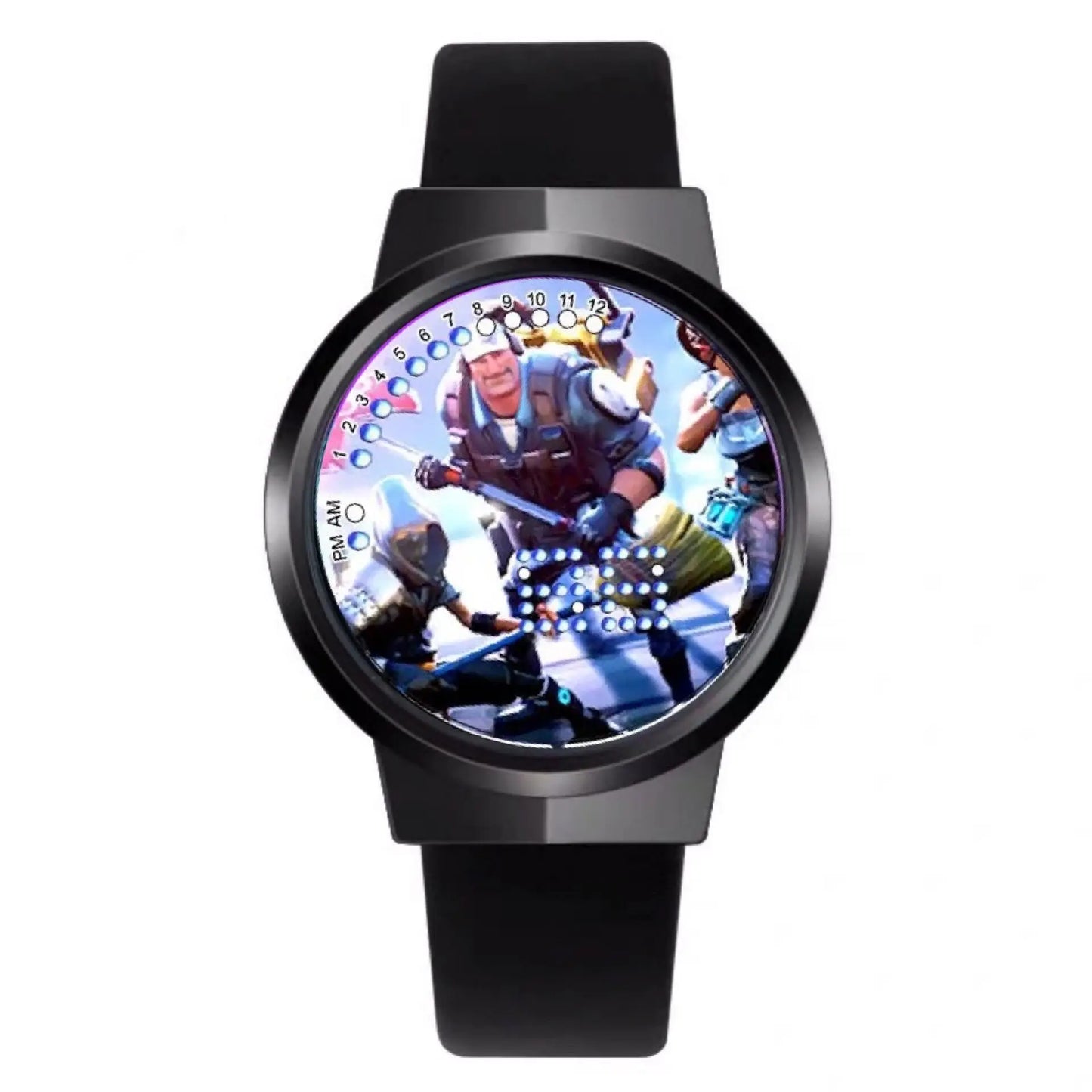 Reloj Fortnite de moda cute, cartoon y kawaii personalizado con luz nocturna LED táctil, reloj electrónico para estudiantes, regalo para amigos