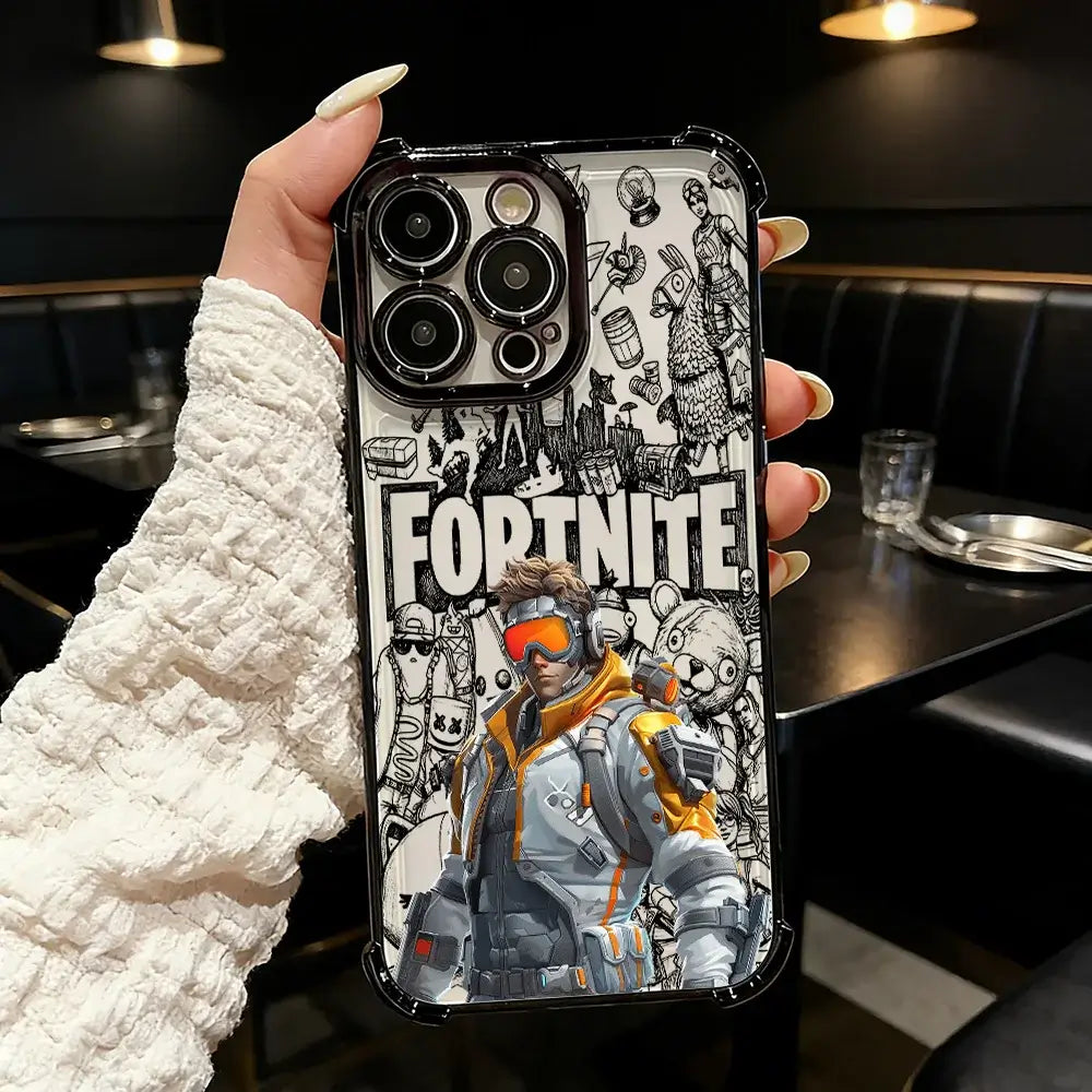 Popularna maska za telefon s FortniteS metaliziranim premazom za iPhone 17 17e 16e 16 15 14 13 12 11 Pro Max X XR XSMax 7 8 Mini Air Plus, otporna na padove