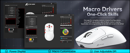 ATTACK SHARK X3 Wireless Gaming Mouse PixArt PAW3395 49g SUPERLIGHT, BT/2.4G Wireless/Wired, 6 Adjustable DPI up to 26000