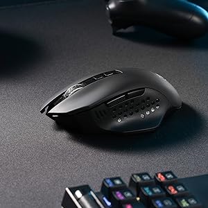 Redragon M656 Gainer Wireless Gaming Mouse, 4000 DPI 2.4Ghz Wireless Gamer Mouse w/ 5 DPI Levels, 7 Macro Buttons, Red LED Backl