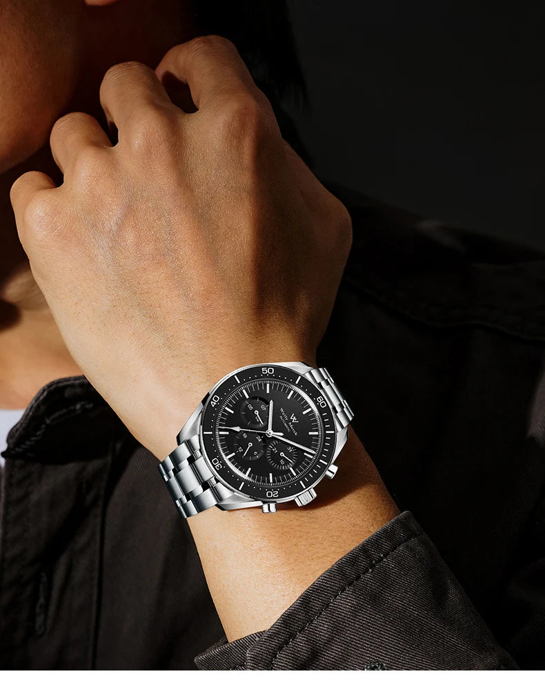 Reloj WM automático mecánico 200M impermeable casual clásico de negocios Welly Merck para hombre 170M-WM