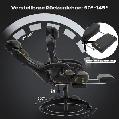 WOLTU Racing Gaming Chair Swivel Desk Office Computer Chair Sports Seat with Headrest Lumbar Cushion Footrest Gamer Chair