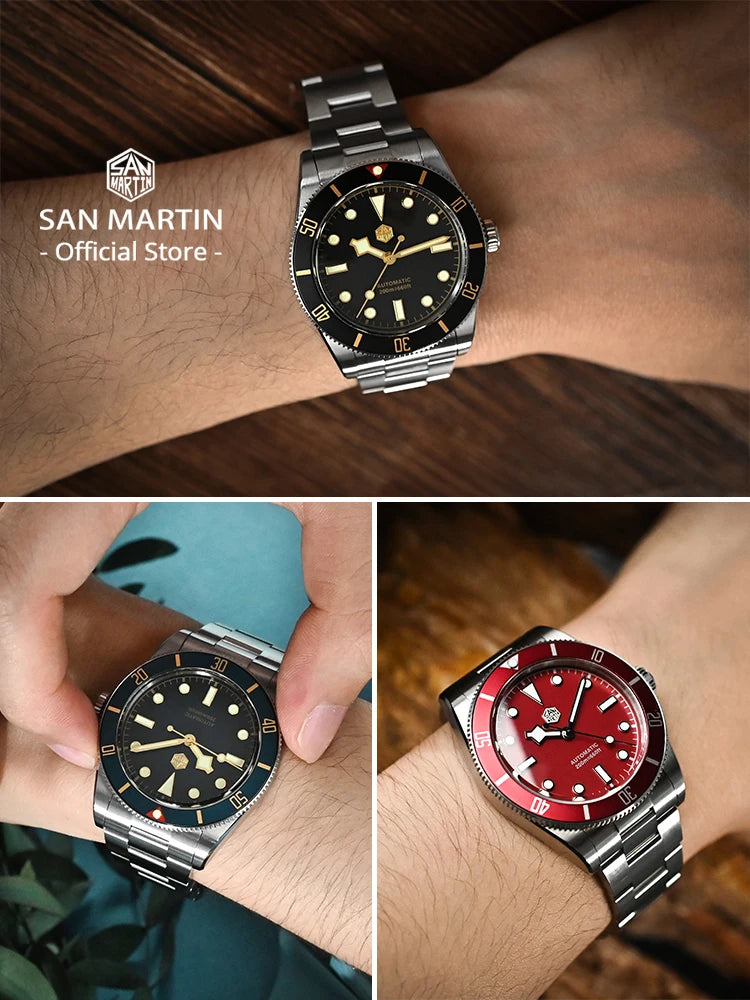 San Martin New Upgraded 37mm BB54 Vintage Men Diver Watch ST2130 Automatic Mechanical Sapphire Luminous Waterproof 200m SN0138