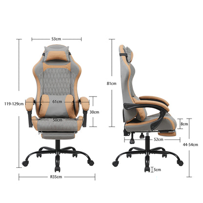 Elegant Ergonomic Gaming Chair with Footrest, High Back Computer Gaming Chair, Adjustable Reclining Office Gaming Chair for Home Office & Game Room