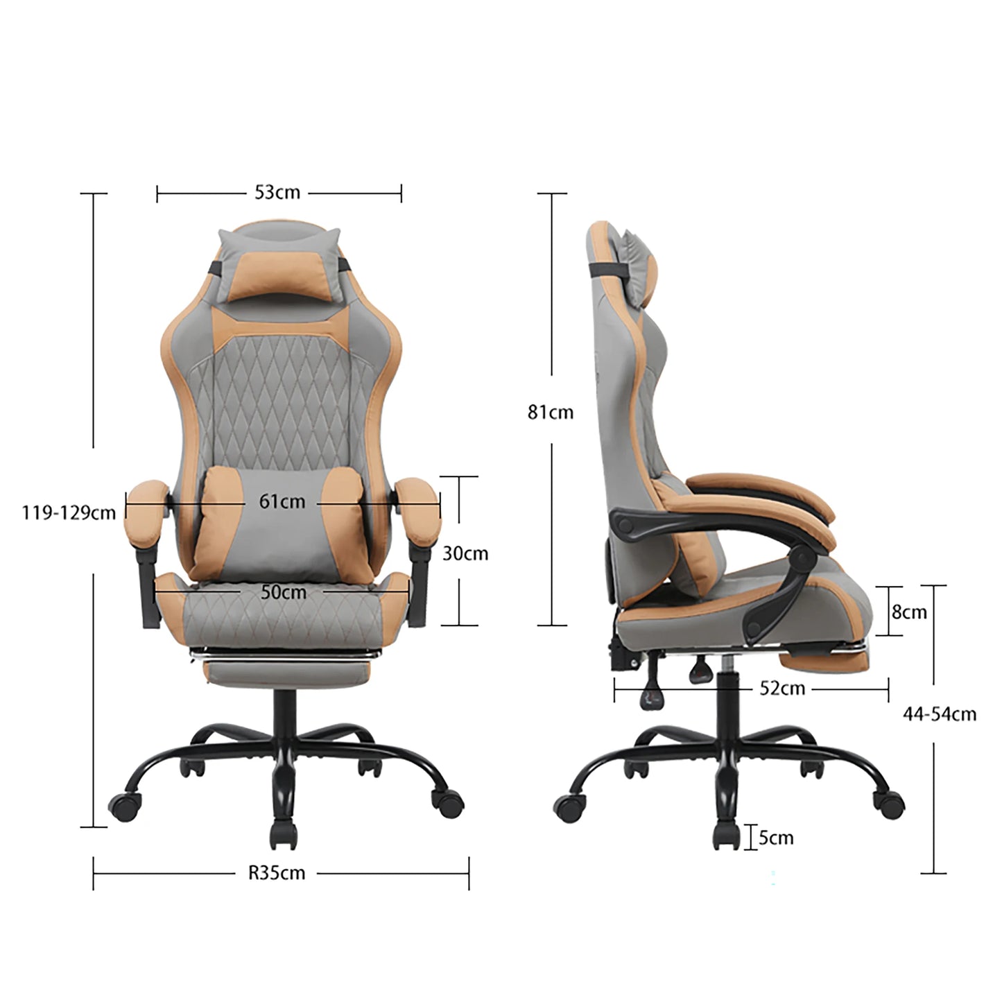 Elegant Ergonomic Gaming Chair with Footrest, High Back Computer Gaming Chair, Adjustable Reclining Office Gaming Chair for Home Office & Game Room