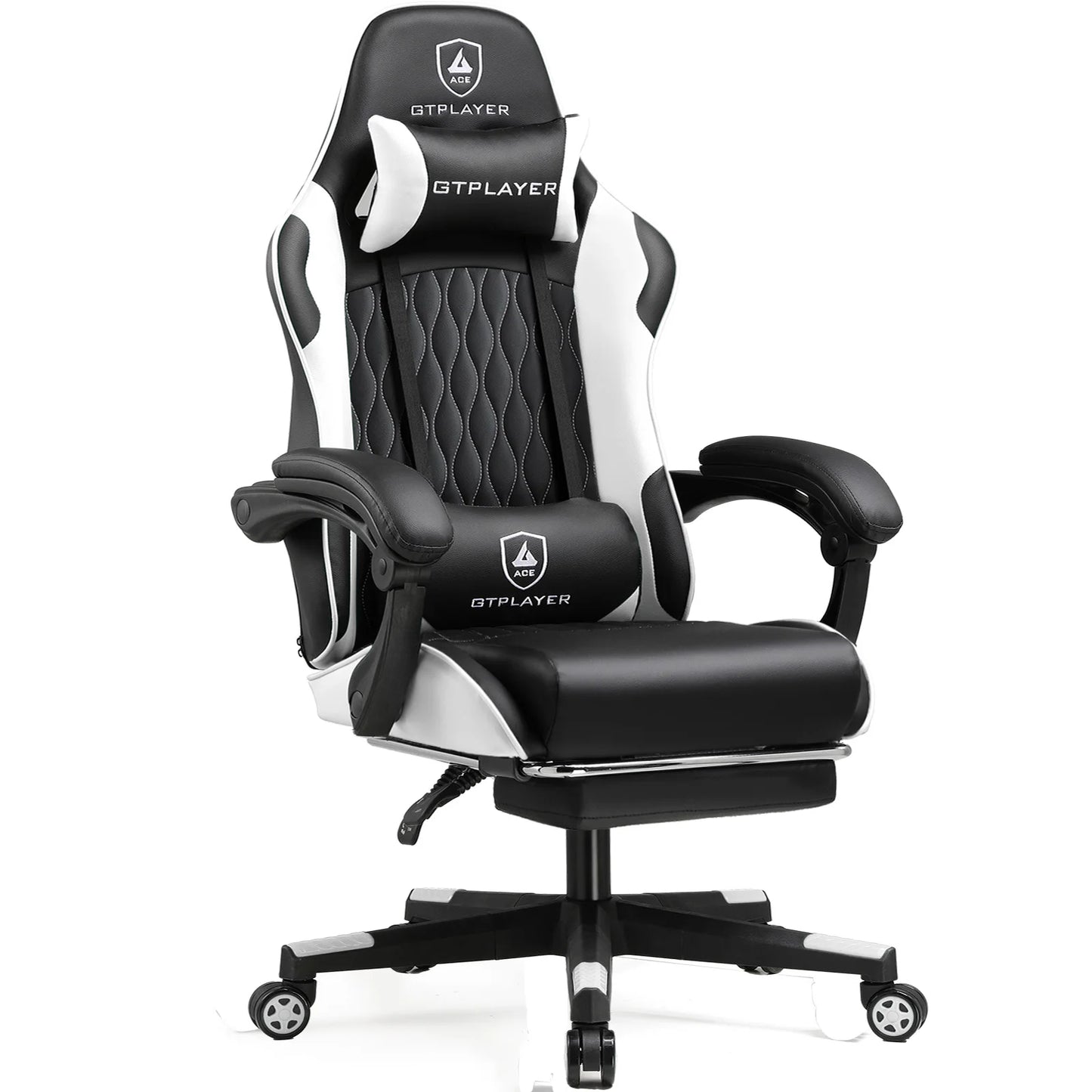 GTPLAYER Sedia da gaming Sedia gamer Sedia da ufficio ergonomica con poggiapiedi, supporto lombare regolabile e cuscini da gaming