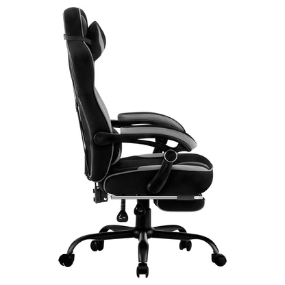 WOLTU Swivel Gaming Chair with Pocket Spring Cushion Ergonomic Office Chair Wide Seat Footrest Rotatable Computer Armchair