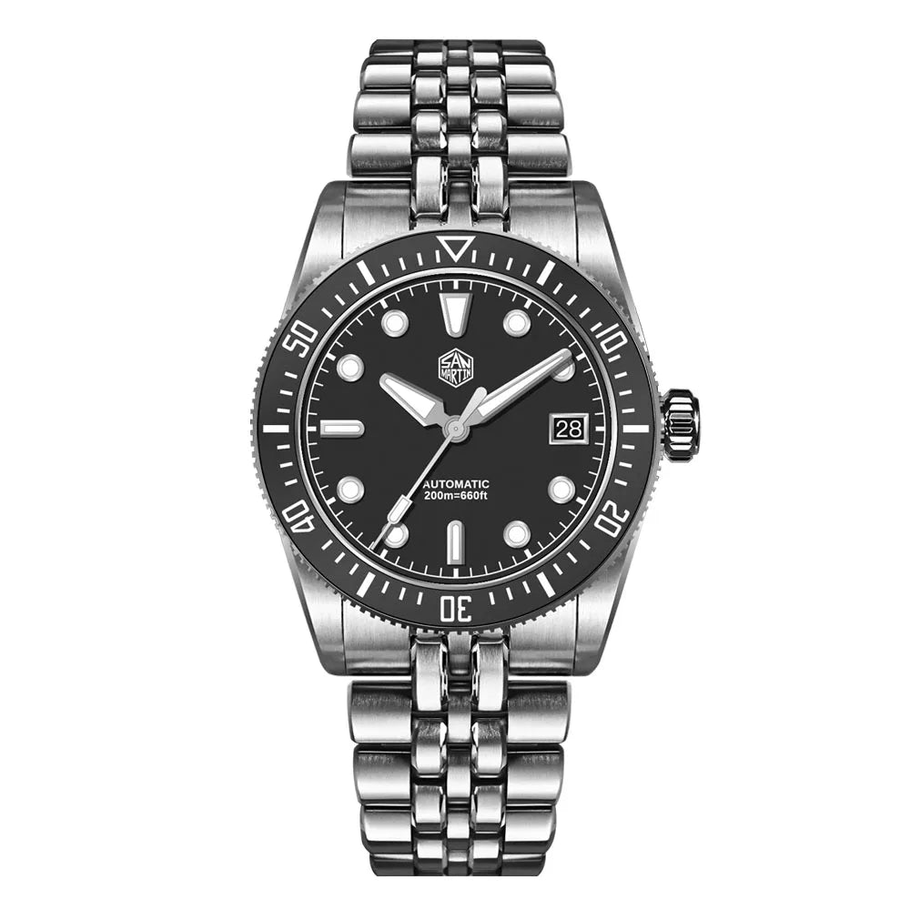 San Martin 37.5mm 40mm Enamel Spiral Vortex Dial Men Luxury Diver Watch Miyota 9015 Automatic Mechanical Waterproof 200m SN0148