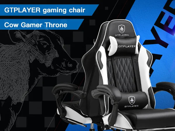 GTPLAYER Sedia da gaming Sedia gamer Sedia da ufficio ergonomica con poggiapiedi, supporto lombare regolabile e cuscini da gaming