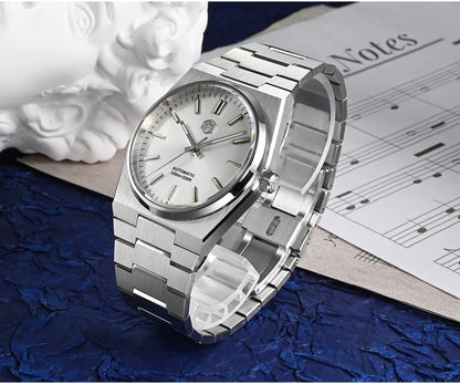San Martin Reloj clásico para hombre 40mm Miyota 9015 reloj de vestir de lujo automático mecánico con pulsera de liberación rápida SN0023