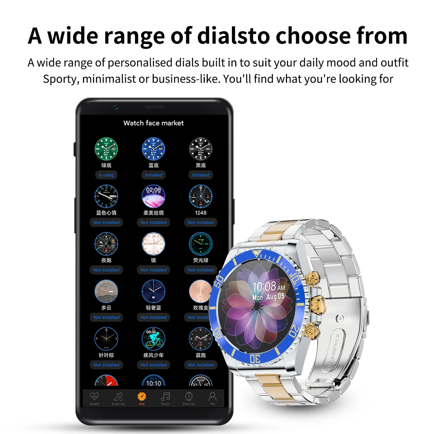 Aiweile AW12 Pro Men Smart Watch For Android IPhone Xiaomi, Sports Modes, Wireless Bluetooth Call ( Answering), Gift For Friends