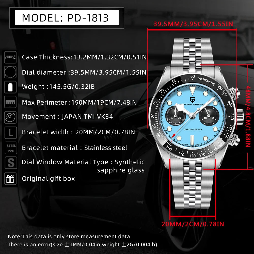 Nuevo PAGANI DESIGN 2026 Panda Retro reloj de hombre de lujo de cuarzo, cronógrafo Speed, zafiro AR, luminoso, envío local