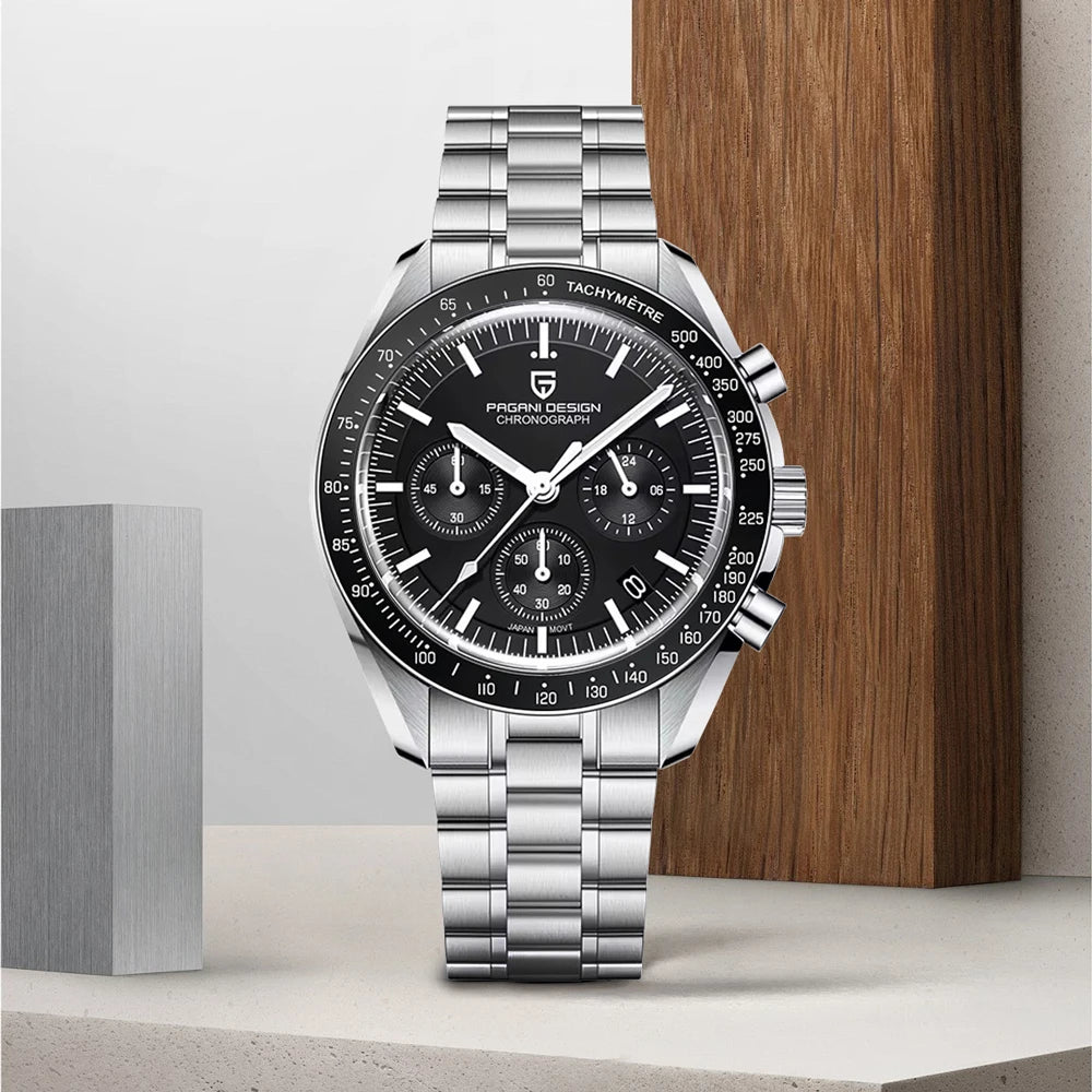 Nuovo orologio da uomo PAGANI DESIGN V6 Moon 2026 Speed Sports, cronografo al quarzo, zaffiro AR e lunetta in ceramica, orologio sicuro