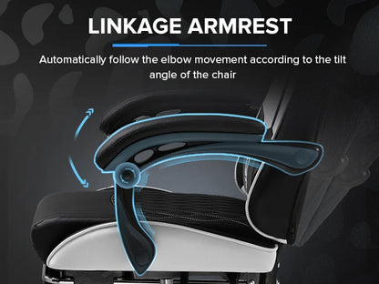 GTPLAYER Sedia da gaming Sedia gamer Sedia da ufficio ergonomica con poggiapiedi, supporto lombare regolabile e cuscini da gaming