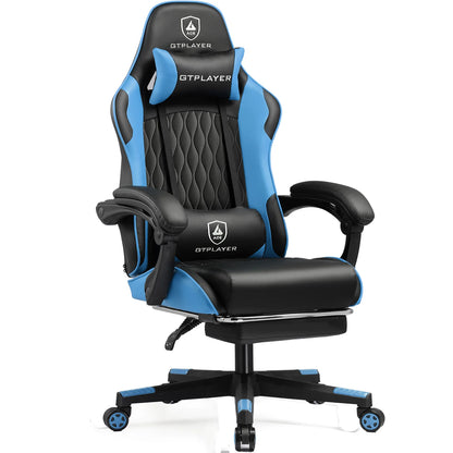 GTPLAYER Sedia da gaming Sedia gamer Sedia da ufficio ergonomica con poggiapiedi, supporto lombare regolabile e cuscini da gaming