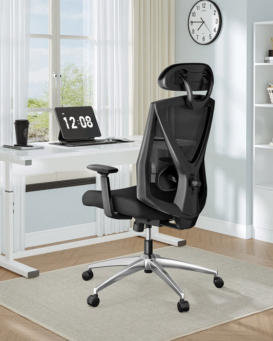 1 Black Ergonomic Office Chair,Computer Chair,Swivel Chair with Adjustable Lumbar Support,Headrest and Armrest,Height Adjustment