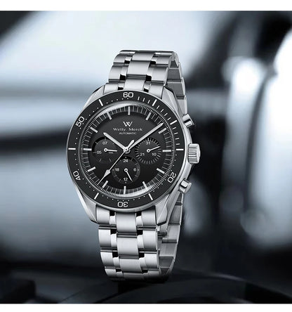 Reloj WM automático mecánico 200M impermeable casual clásico de negocios Welly Merck para hombre 170M-WM