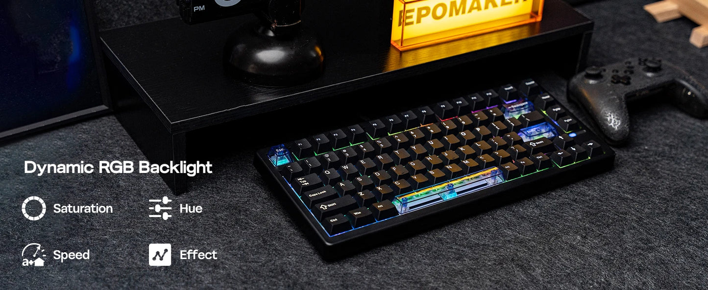 Teclado mecánico magnético EPOMAKER HE80 75% con distribución US QWERTY, hot-swap, gasket creamy, cableado, efecto Hall, DKS SOCD para PC/Mac