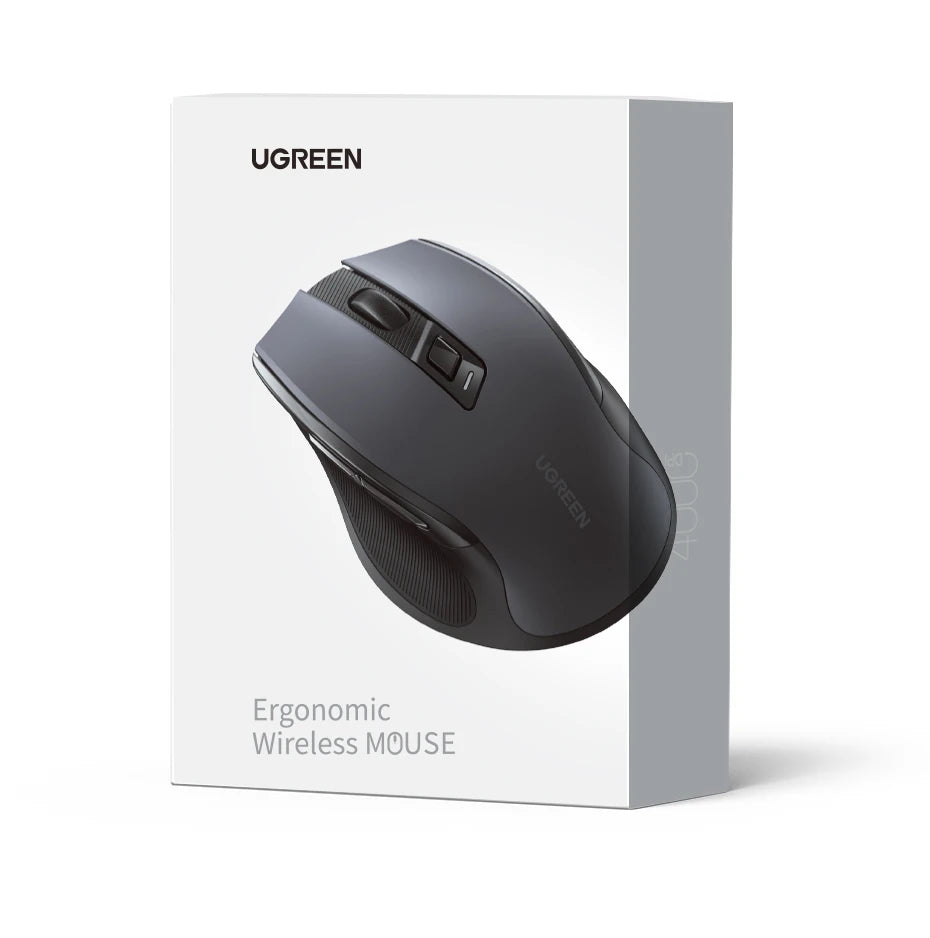 UGREEN bežični miš Bluetooth 5.0, ergonomski miš 4000DPI, 6 tihih tipki, miš za MacBook, tablet, prijenosna računala, računalo PC, 2.4G miševi