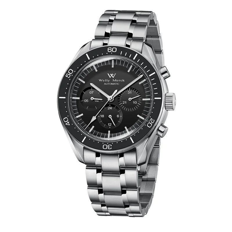 Reloj WM automático mecánico 200M impermeable casual clásico de negocios Welly Merck para hombre 170M-WM