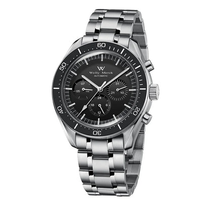 Reloj WM automático mecánico 200M impermeable casual clásico de negocios Welly Merck para hombre 170M-WM