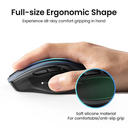 UGREEN bežični miš Bluetooth 5.0, ergonomski miš 4000DPI, 6 tihih tipki, miš za MacBook, tablet, prijenosna računala, računalo PC, 2.4G miševi