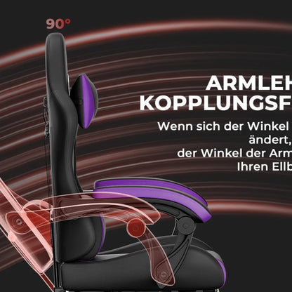 Gaming Stuhl Ergonomisch Gaming Chair mit Lendenkissen und Kopfstütze, Gamer Stuhl Höhenverstellbar, Pc Stuhl für Erwachsene Mäd