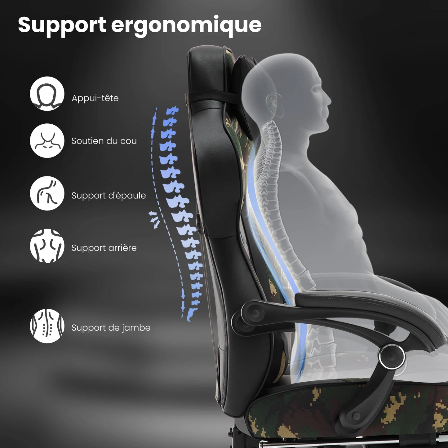 WOLTU Racing Gaming Chair Swivel Desk Office Computer Chair Sports Seat with Headrest Lumbar Cushion Footrest Gamer Chair