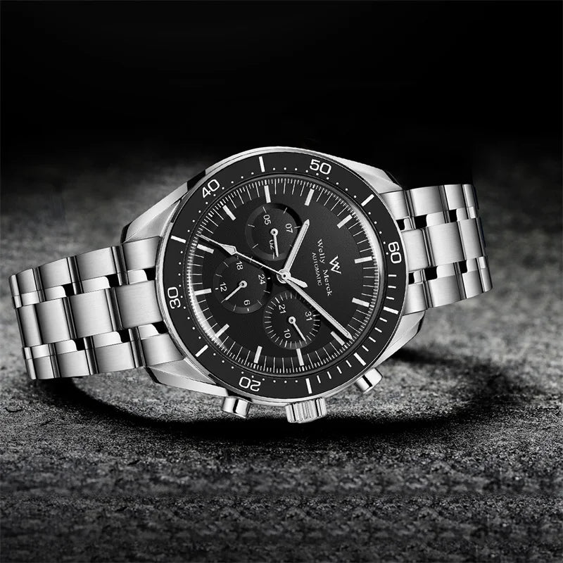 Reloj WM automático mecánico 200M impermeable casual clásico de negocios Welly Merck para hombre 170M-WM