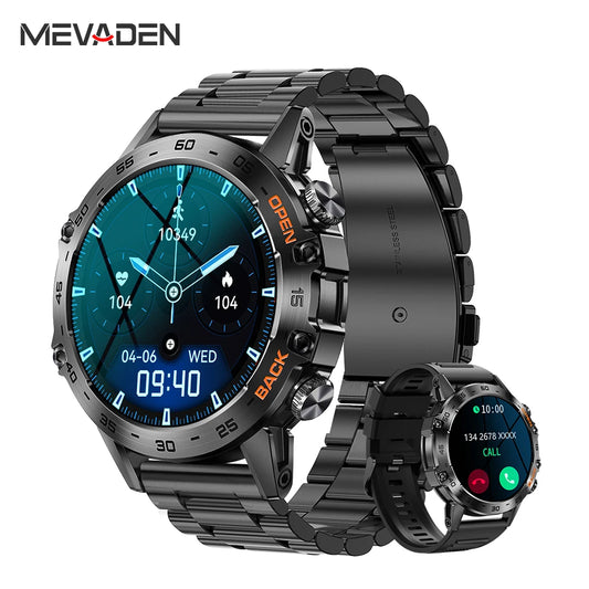 MEVADEN Steel 1.39 inch Men Luxury Smart Watch Bluetooth Call Sport Fitness Tracker Health Monitor Smartwatch for Male MD52