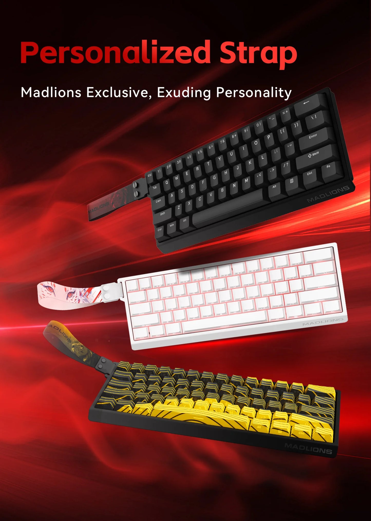 FGG MADLIONS MAD 60/68 Pro Teclado mecánico con interruptor magnético, cableado, 68%, teclados gaming con Rapid Trigger RGB, teclados personalizados