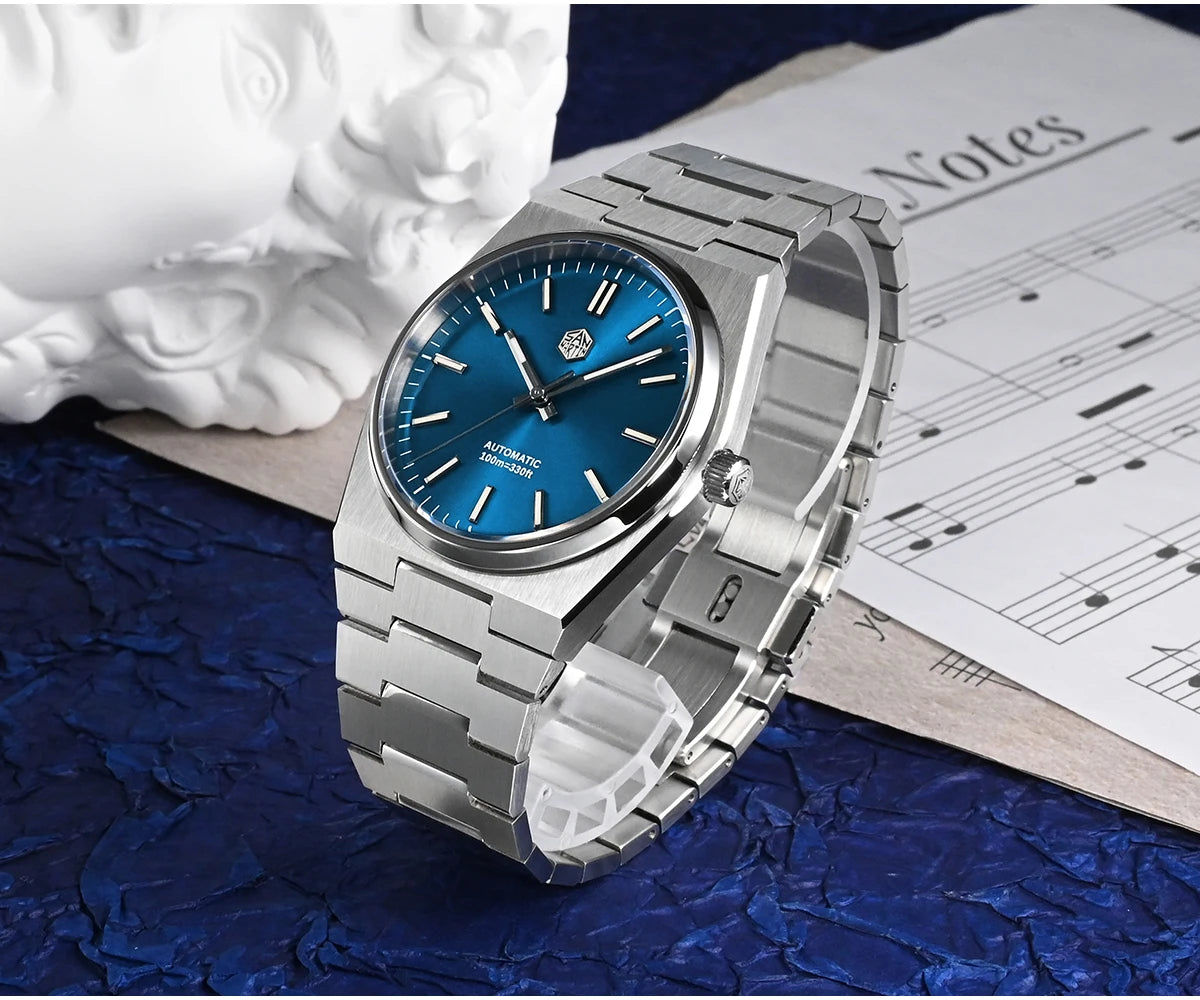 San Martin Reloj clásico para hombre 40mm Miyota 9015 reloj de vestir de lujo automático mecánico con pulsera de liberación rápida SN0023