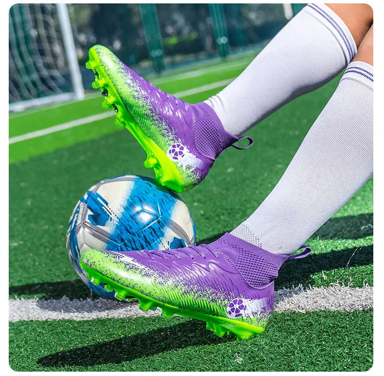 Pro Performance HighCut Soccer Boots FG Long Studs Breathable Lightweight Cleats for Outdoor Grass Matches and Daily Training