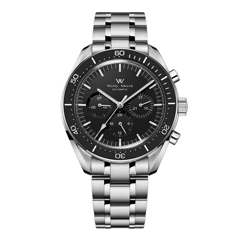 Reloj WM automático mecánico 200M impermeable casual clásico de negocios Welly Merck para hombre 170M-WM