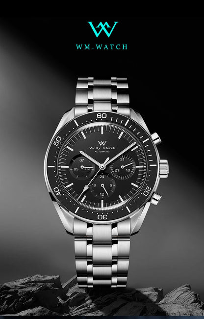 Reloj WM automático mecánico 200M impermeable casual clásico de negocios Welly Merck para hombre 170M-WM